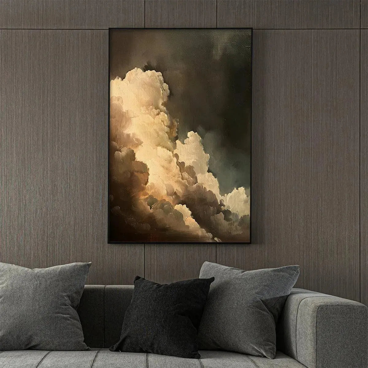 EVENING CLOUDS: Textured Cloudscape Painting, Vertical Wall Art