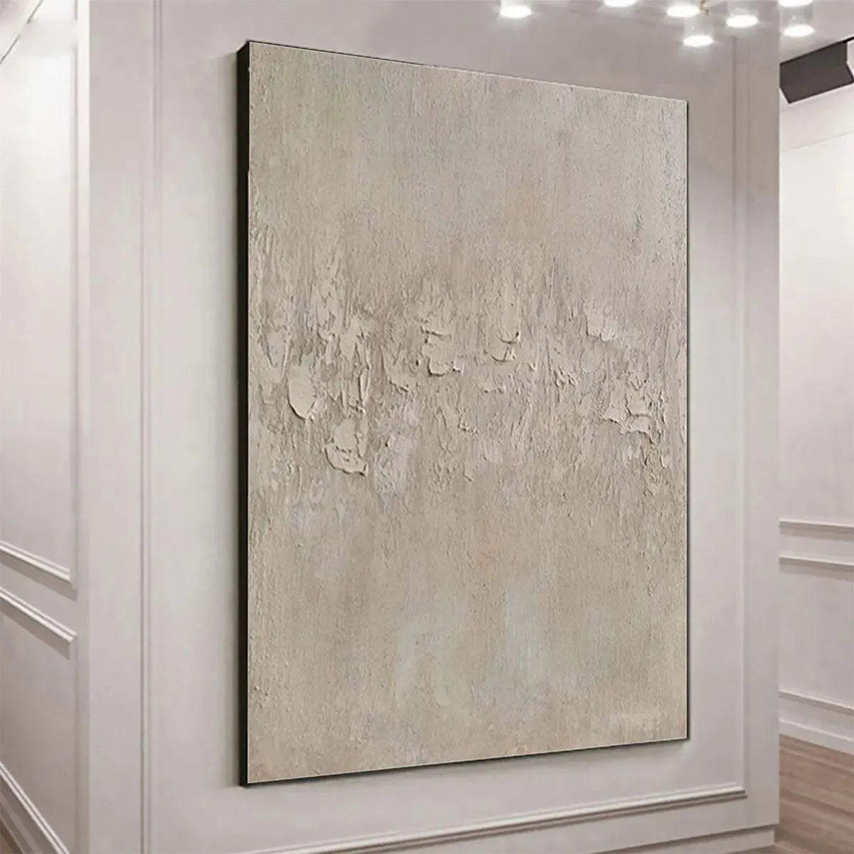 TEXTURED BEIGE ABSTRACT: Minimalist Textured Painting, Square Wall Art