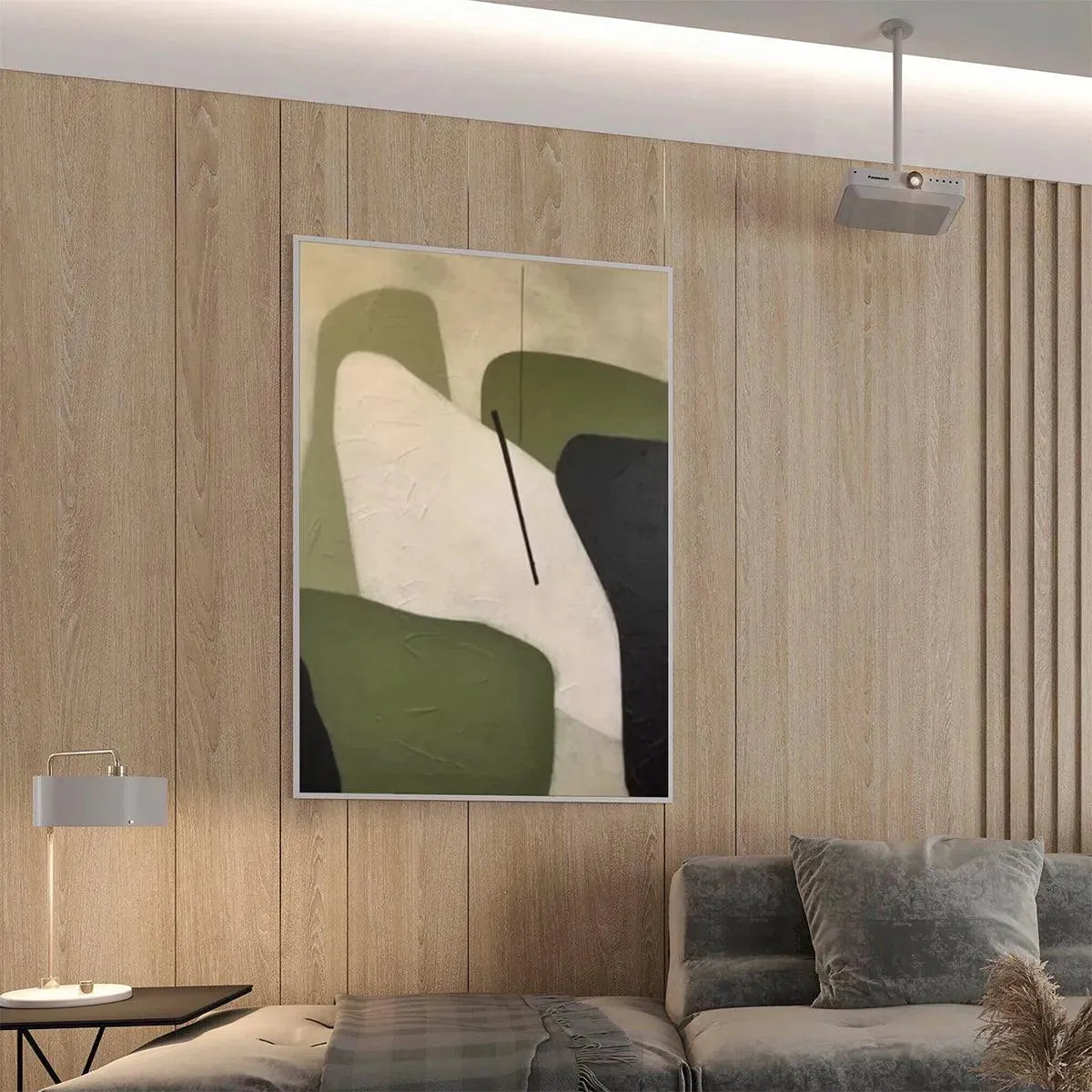 MINIMALIST GREEN ABSTRACT: Modern Abstract Painting, Vertical Wall Art