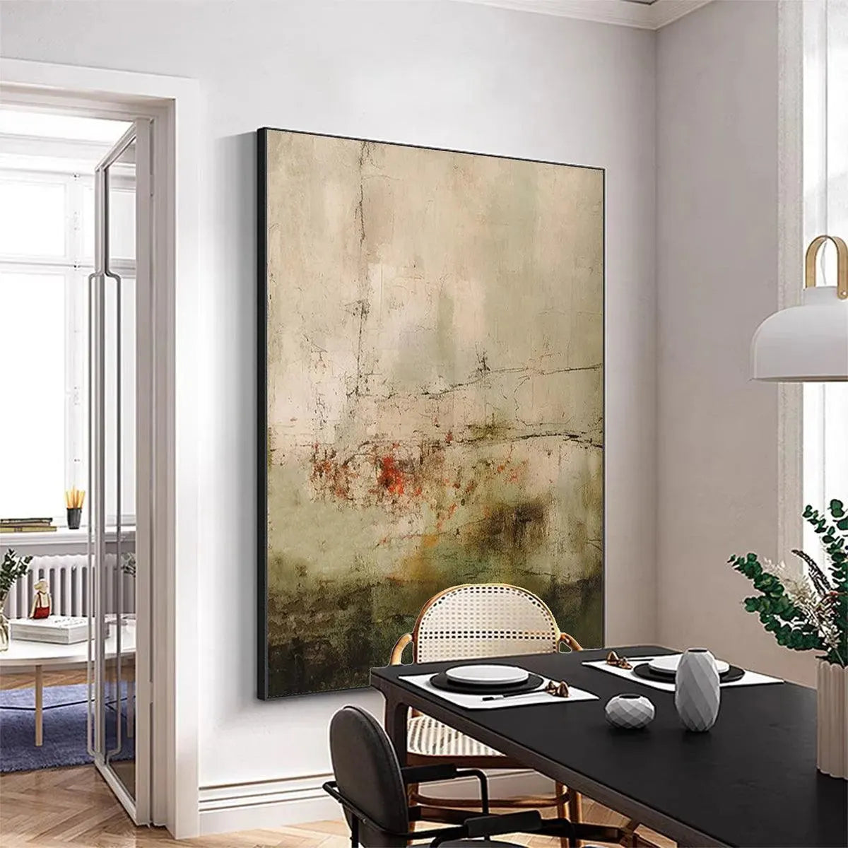 WABI SABI TERRAIN: Textured Abstract Landscape Painting, Vertical Wall Art
