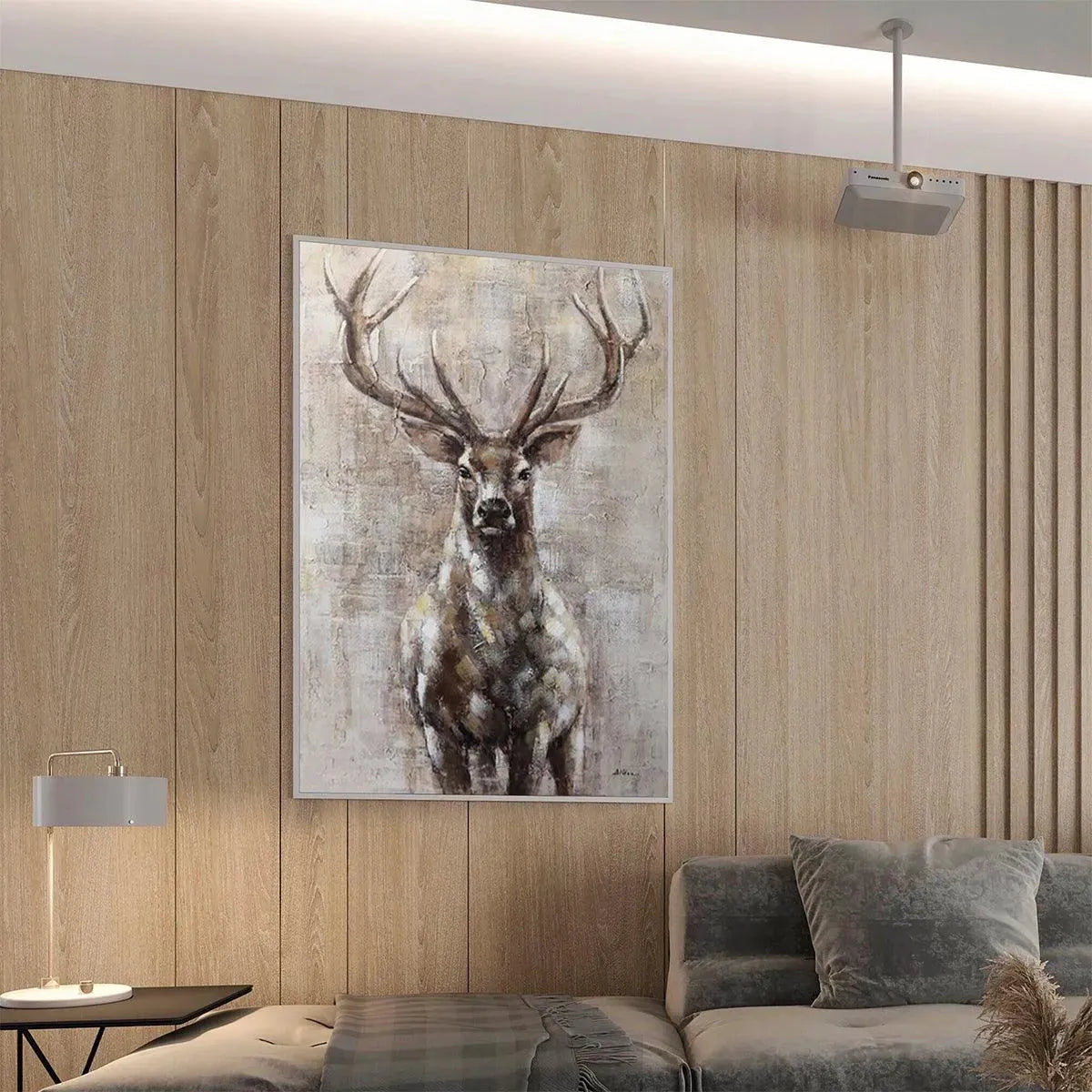 MAJESTIC STAG: Textured Stag Painting, Vertical Wall Art