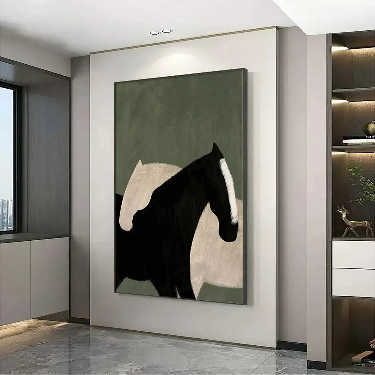 MINIMALIST HORSES: Abstract Horse Painting, Vertical Wall Art