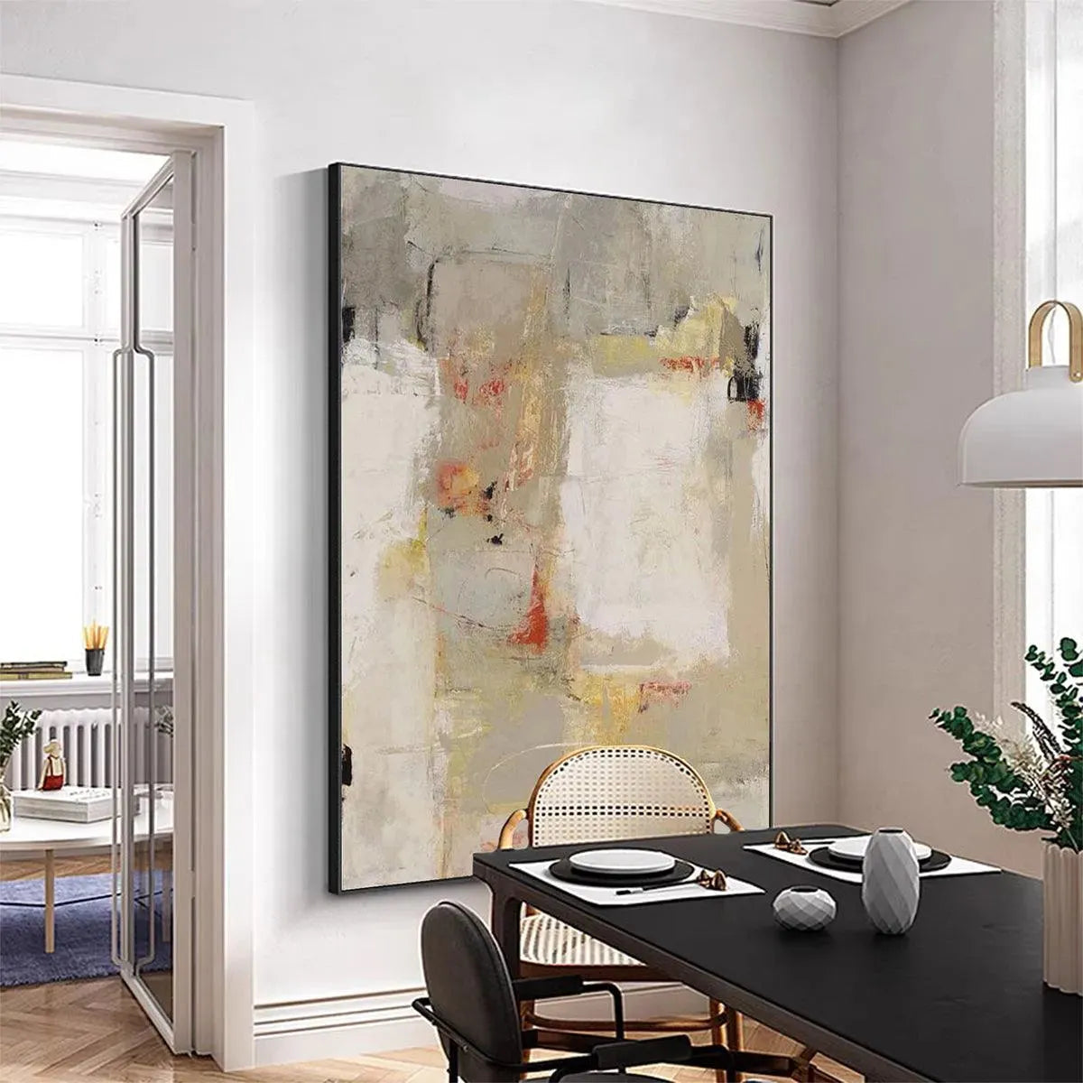NEUTRAL ABSTRACTION: Minimalist Abstract Painting, Vertical Wall Art