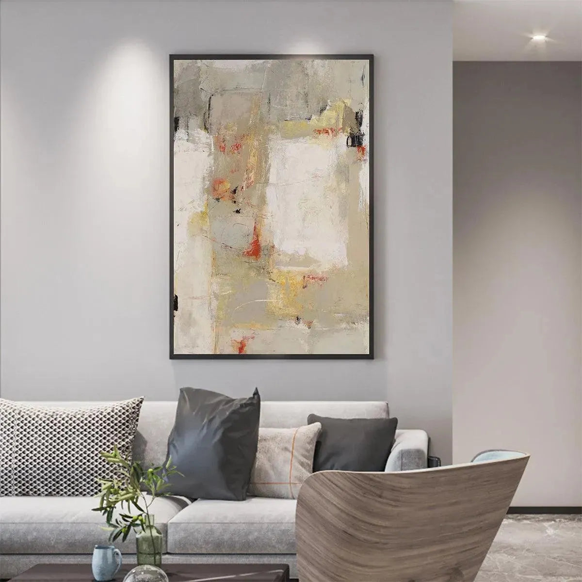 NEUTRAL ABSTRACTION: Minimalist Abstract Painting, Vertical Wall Art
