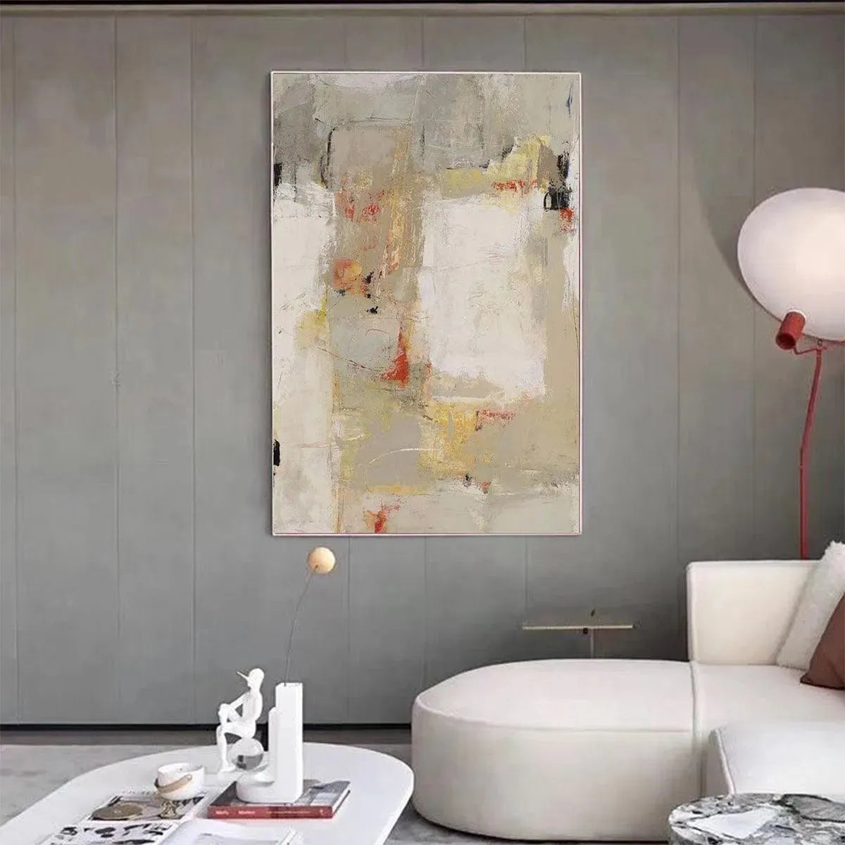 NEUTRAL ABSTRACTION: Minimalist Abstract Painting, Vertical Wall Art