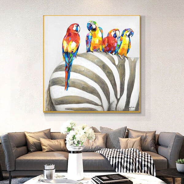 Ara Parrots Abstract Wall Art