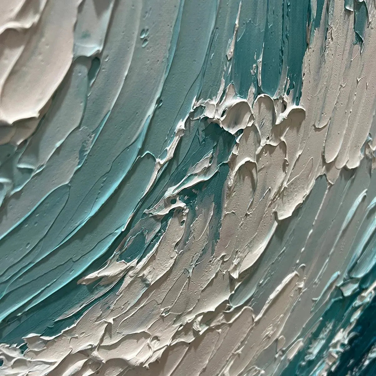 AQUAMARINE CREST: Textured Ocean Wave Painting, Vertical Canvas, Coastal Wall Art