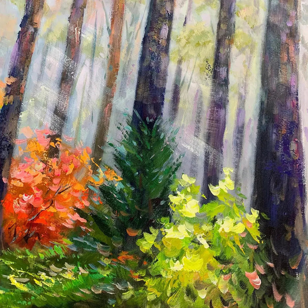 AUTUMN FOREST PATH: Panoramic Forest Landscape Painting, Autumn Colors Wall Art, Nature Decor, Canvas Artwork