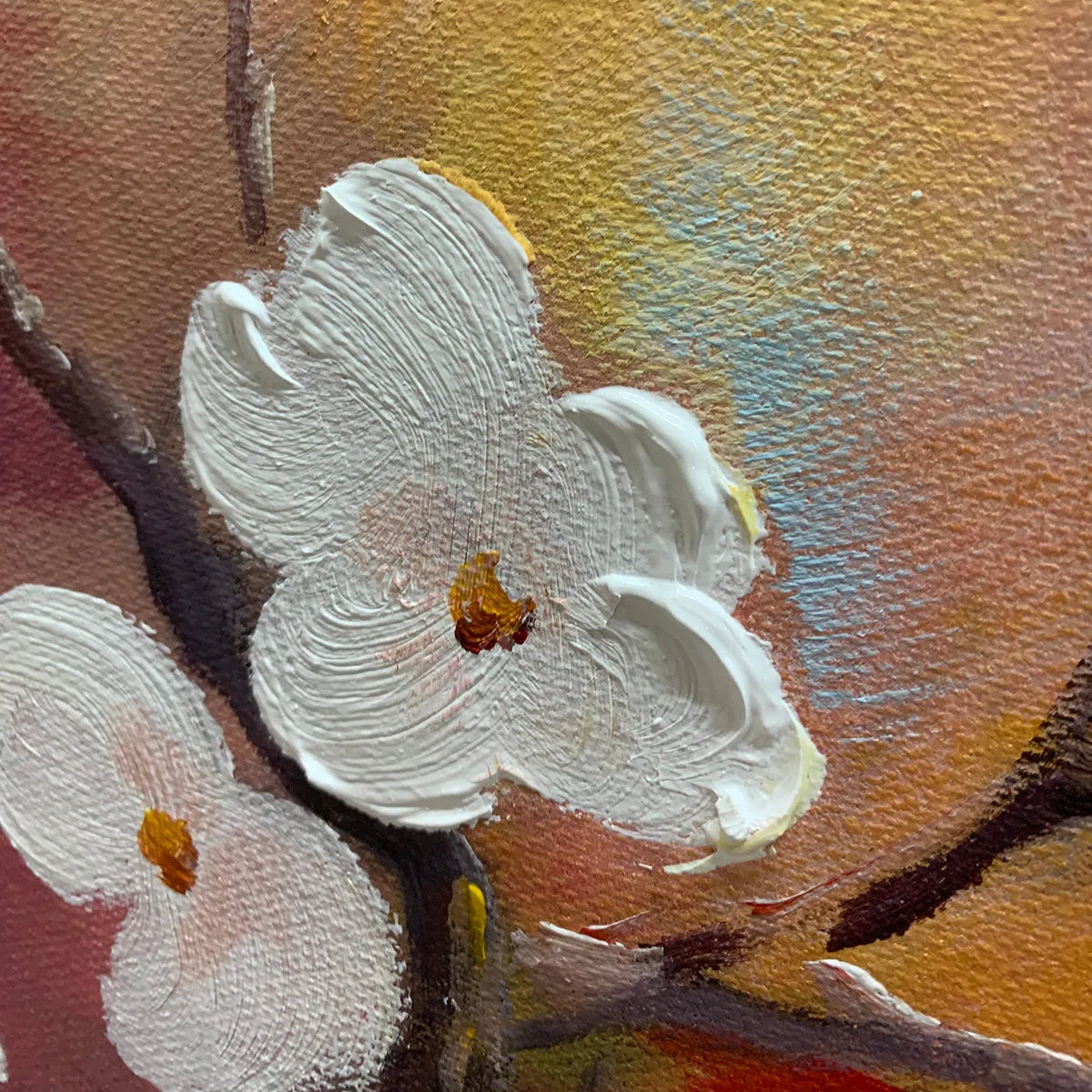 SPRING MELODY: Panoramic Blossom Tree Painting with Colorful Birds