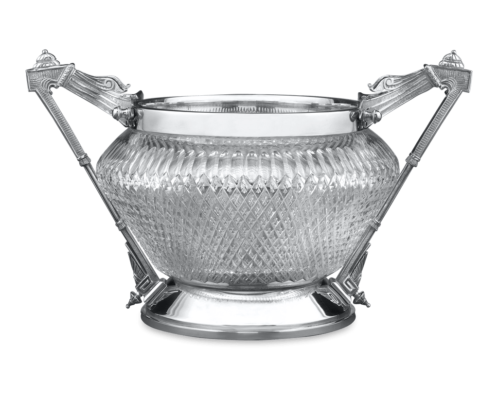 Two Handled Silver Plate and Cut Glass Bowl