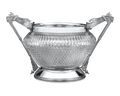 Two Handled Silver Plate and Cut Glass Bowl