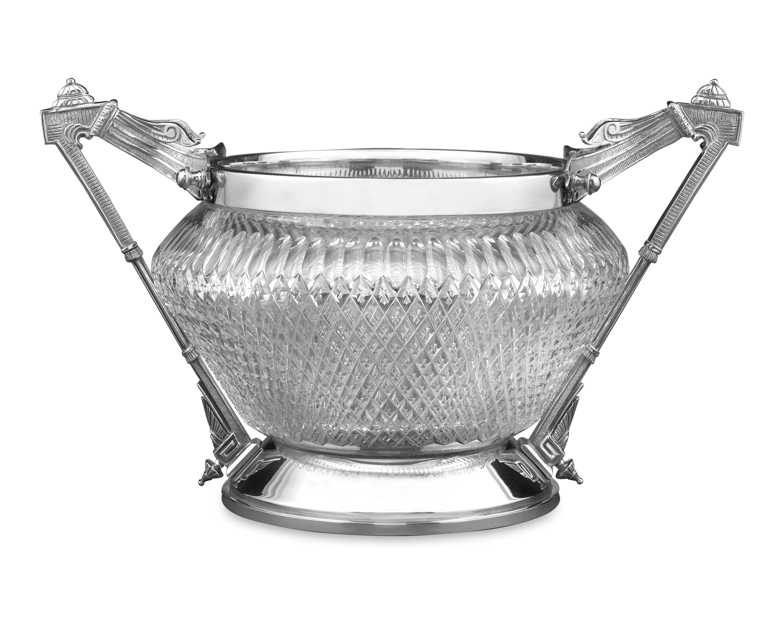 Two Handled Silver Plate and Cut Glass Bowl