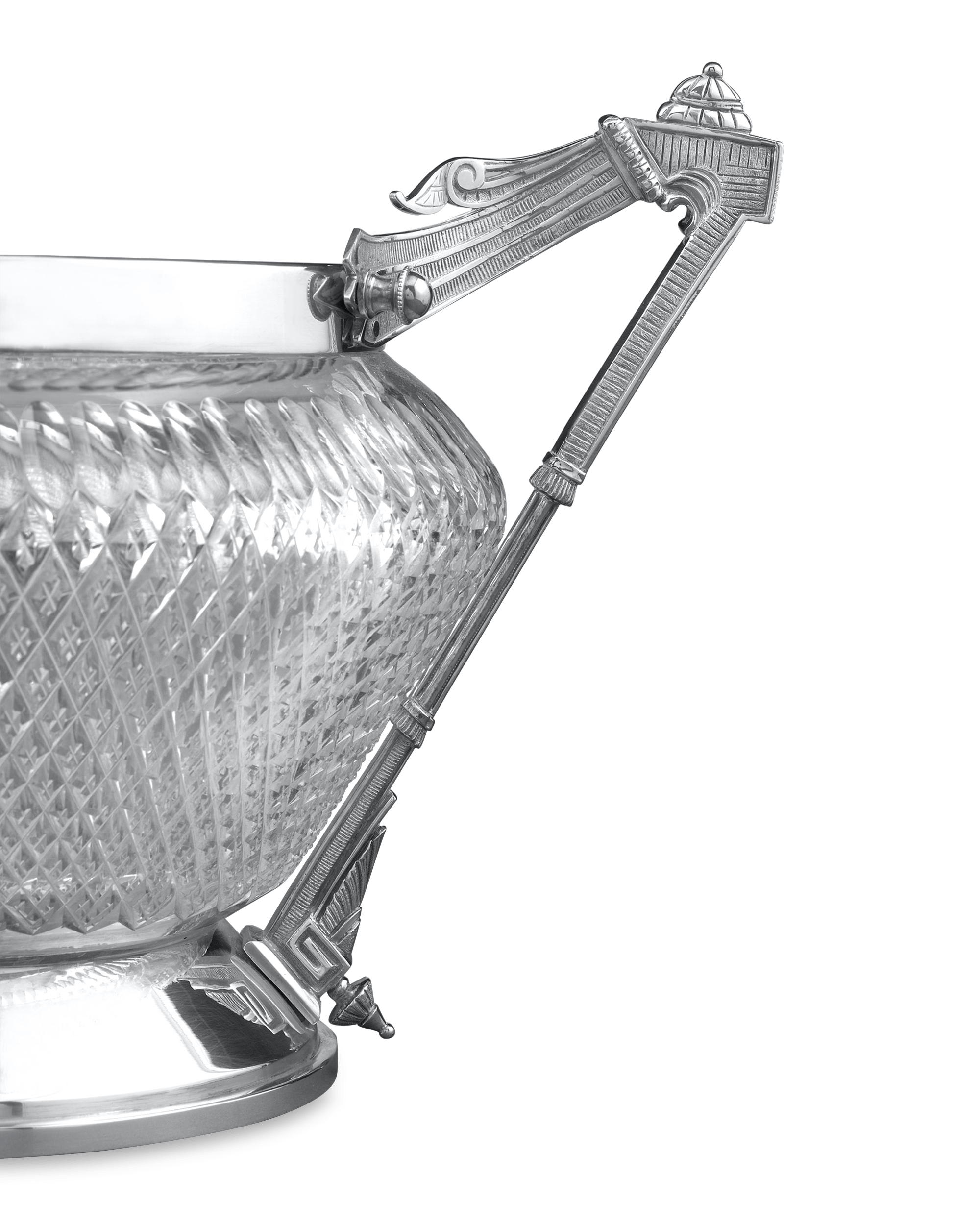 Two Handled Silver Plate and Cut Glass Bowl