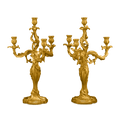 Pair of 19th Century Doré Bronze Candelabra