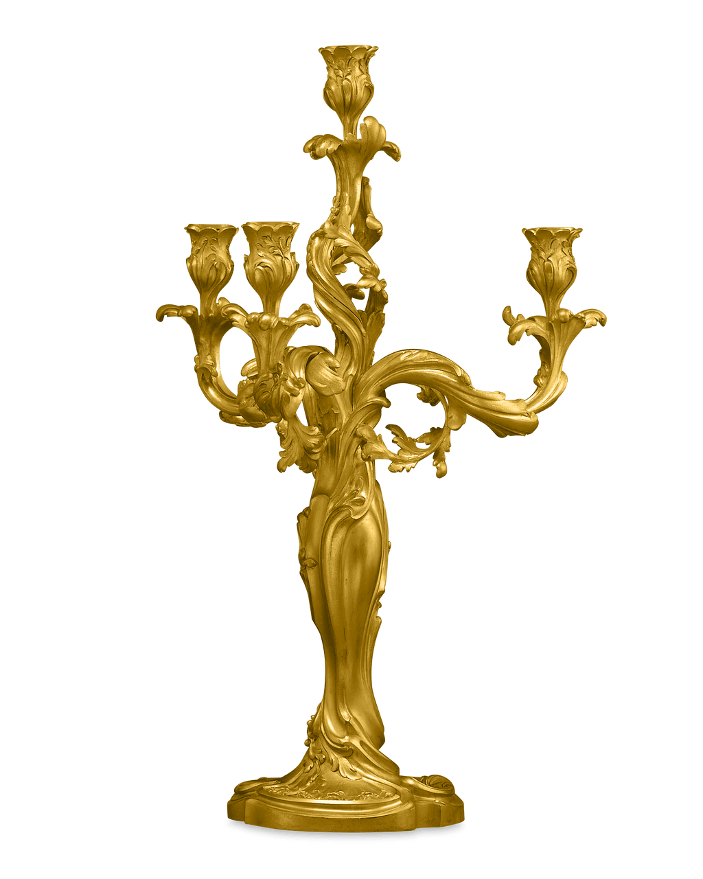 Pair of 19th Century Doré Bronze Candelabra
