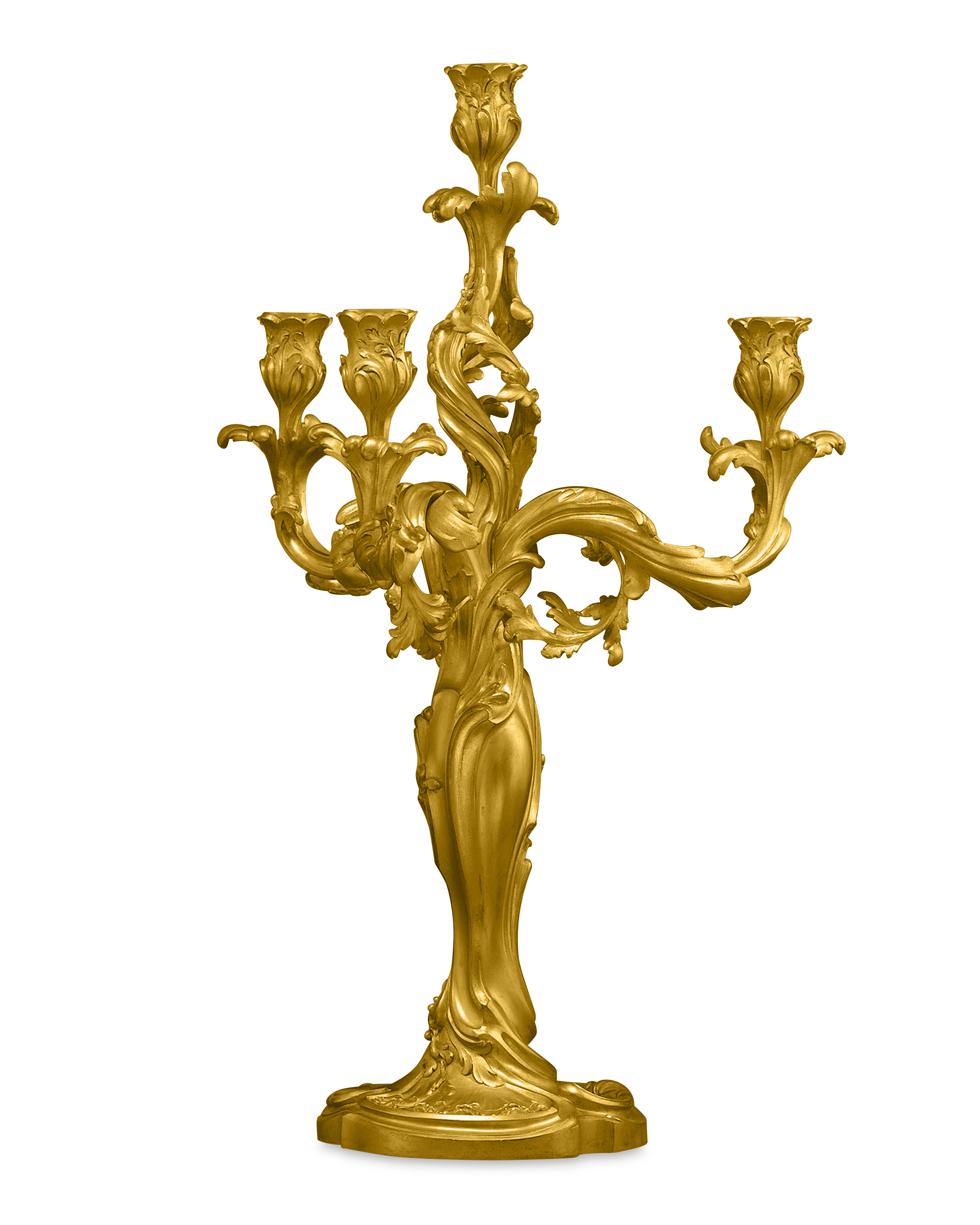 Pair of 19th Century Doré Bronze Candelabra