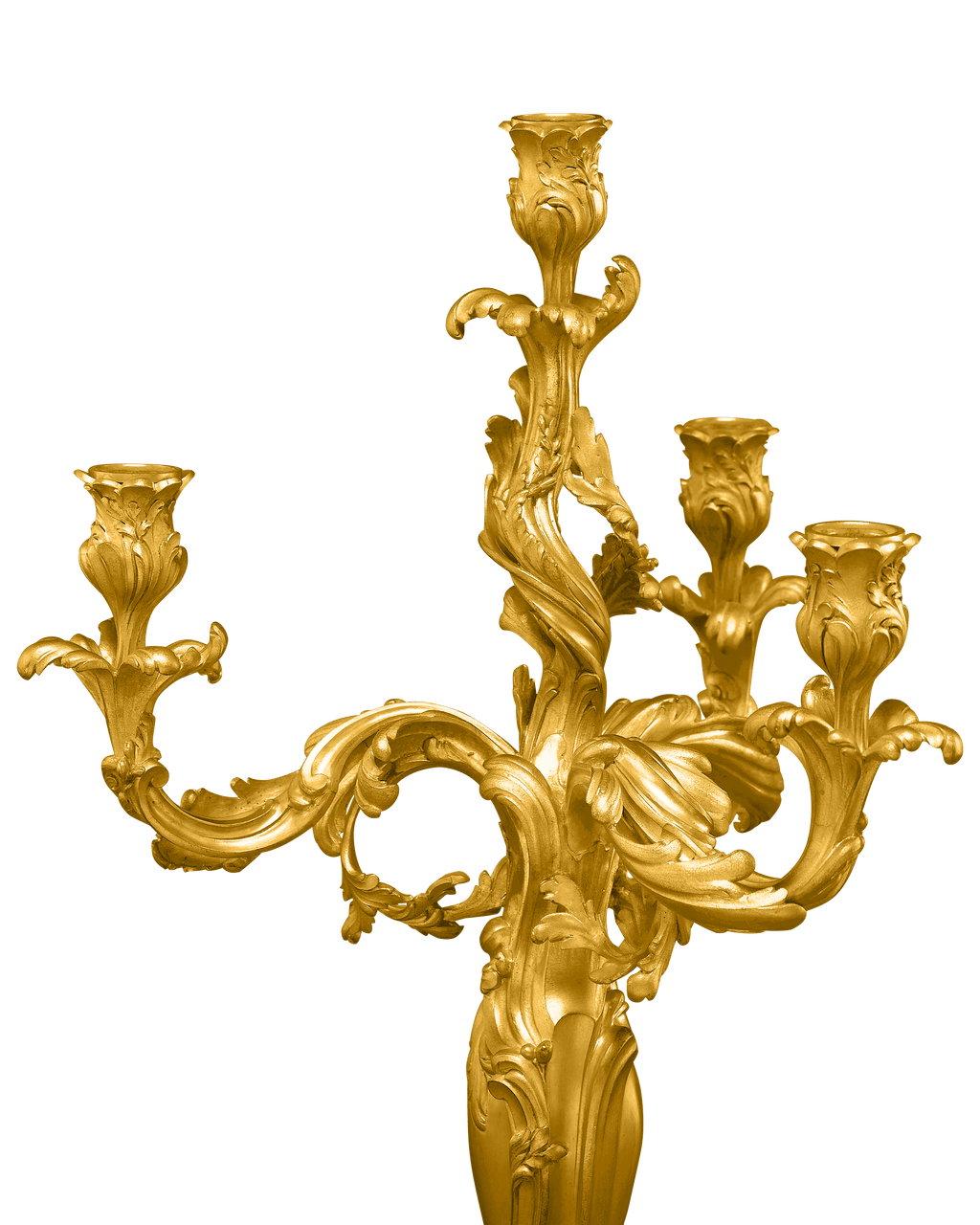 Pair of 19th Century Doré Bronze Candelabra