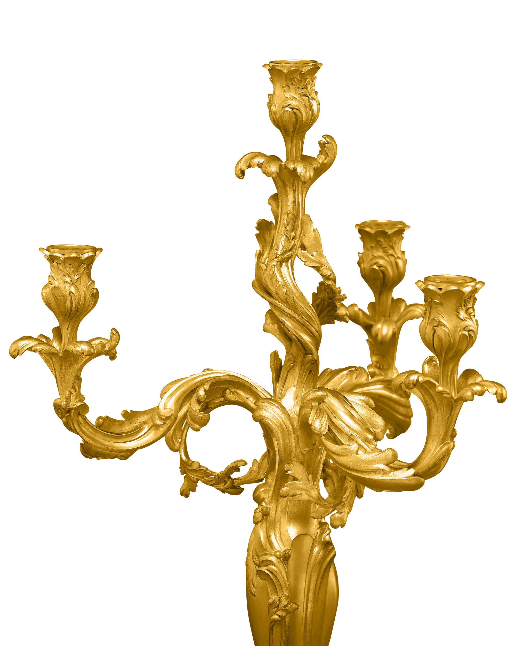Pair of 19th Century Doré Bronze Candelabra