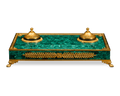 Malachite and Bronze Inkwell