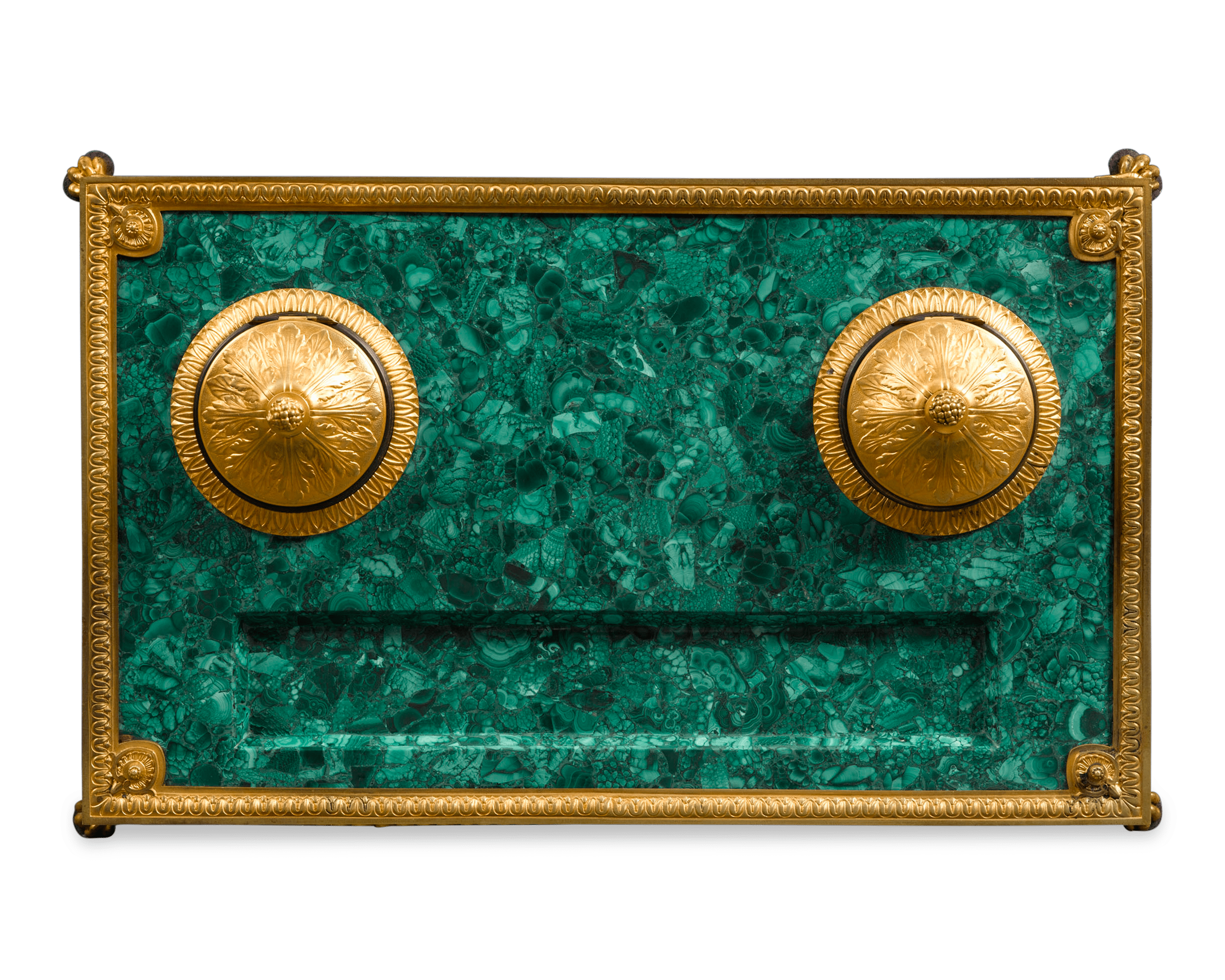 Malachite and Bronze Inkwell