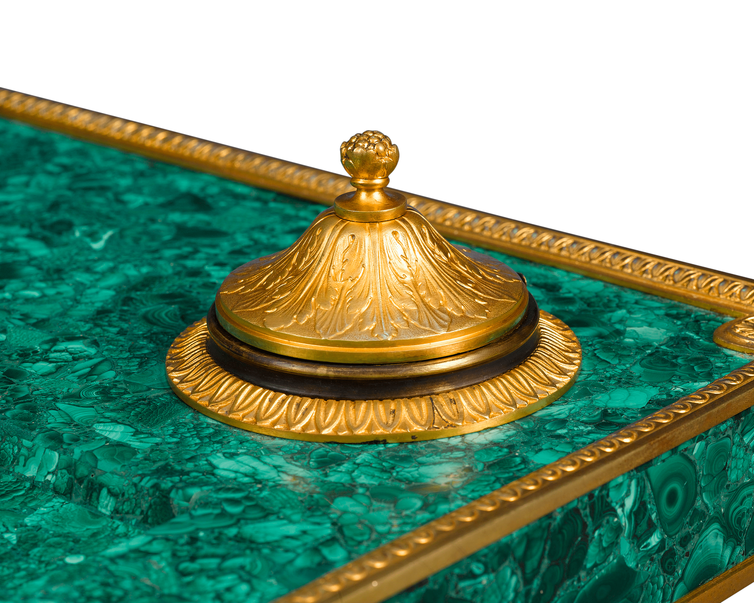 Malachite and Bronze Inkwell