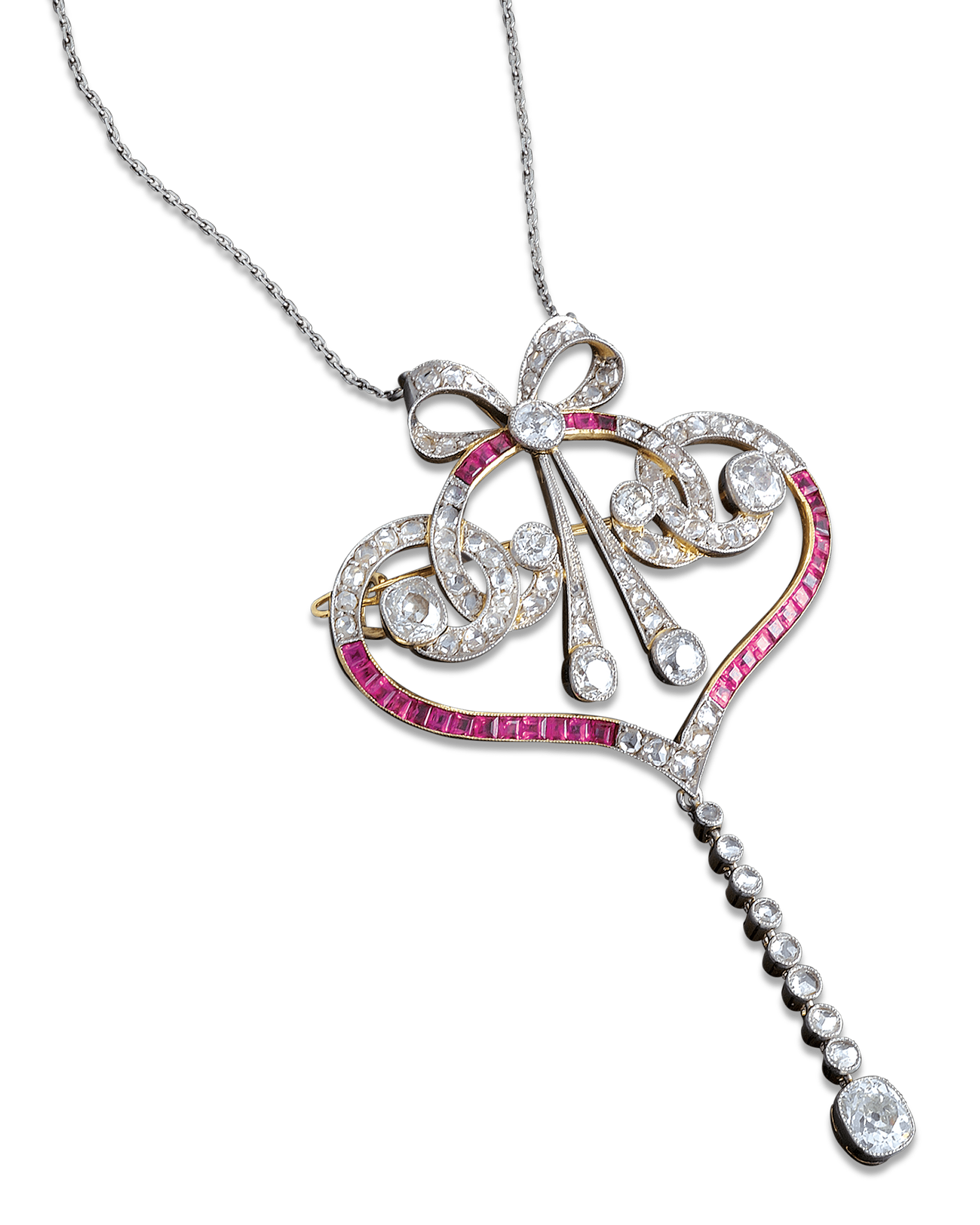 Edwardian Diamond and Ruby Pendant
