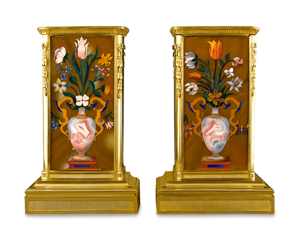Russian Malachite and Pietre Dure Plinths