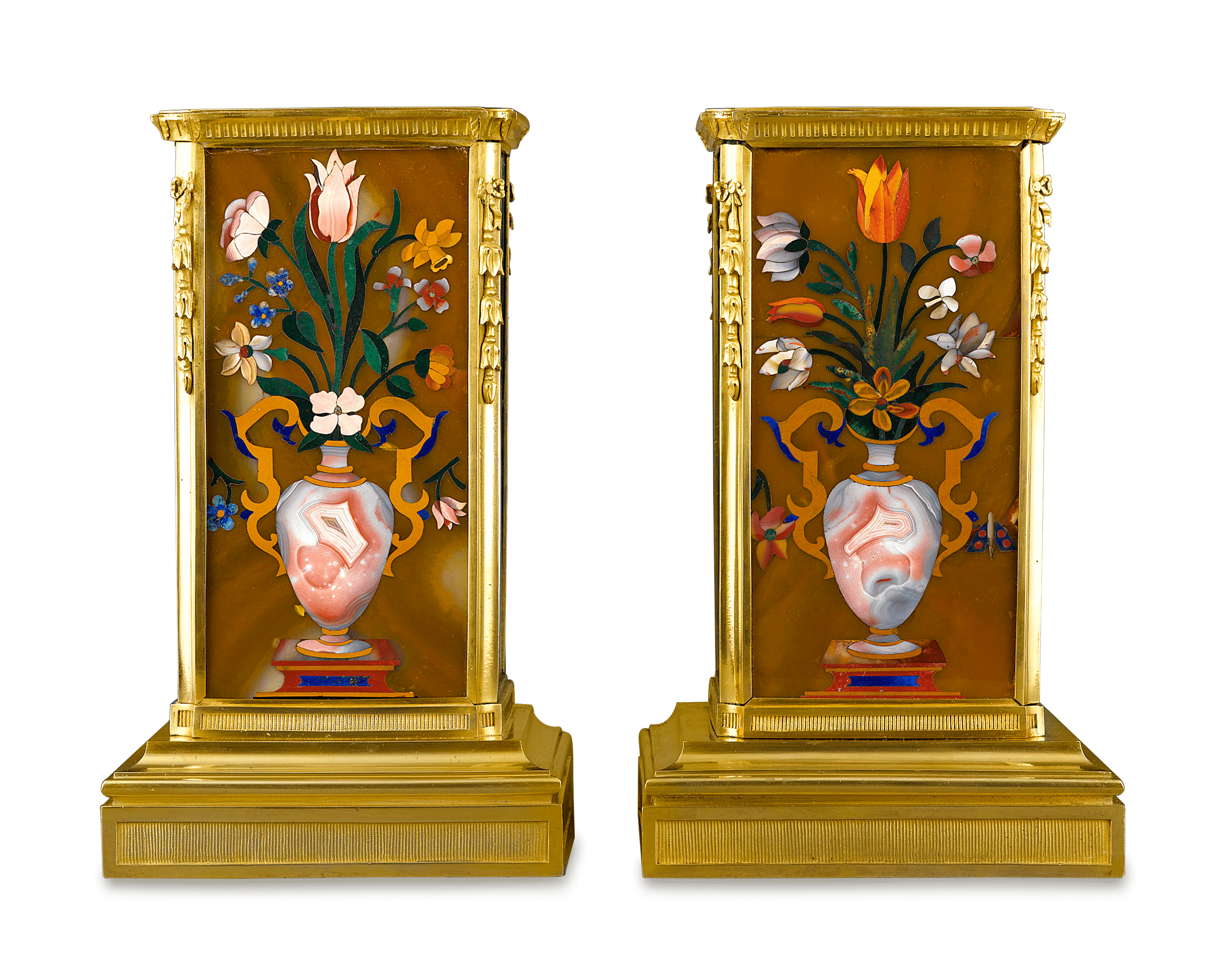 Russian Malachite and Pietre Dure Plinths