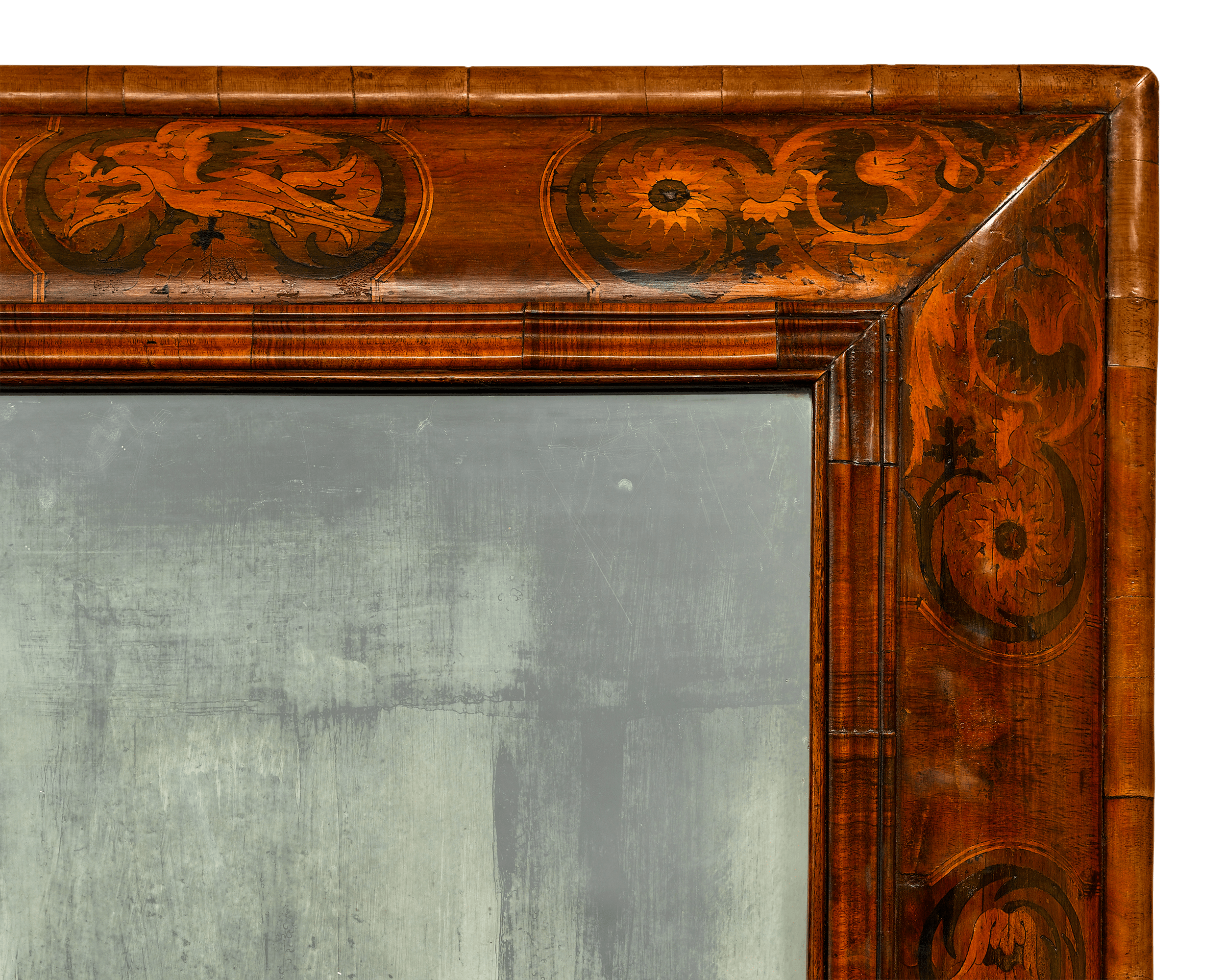 William & Mary Marquetry Mirror