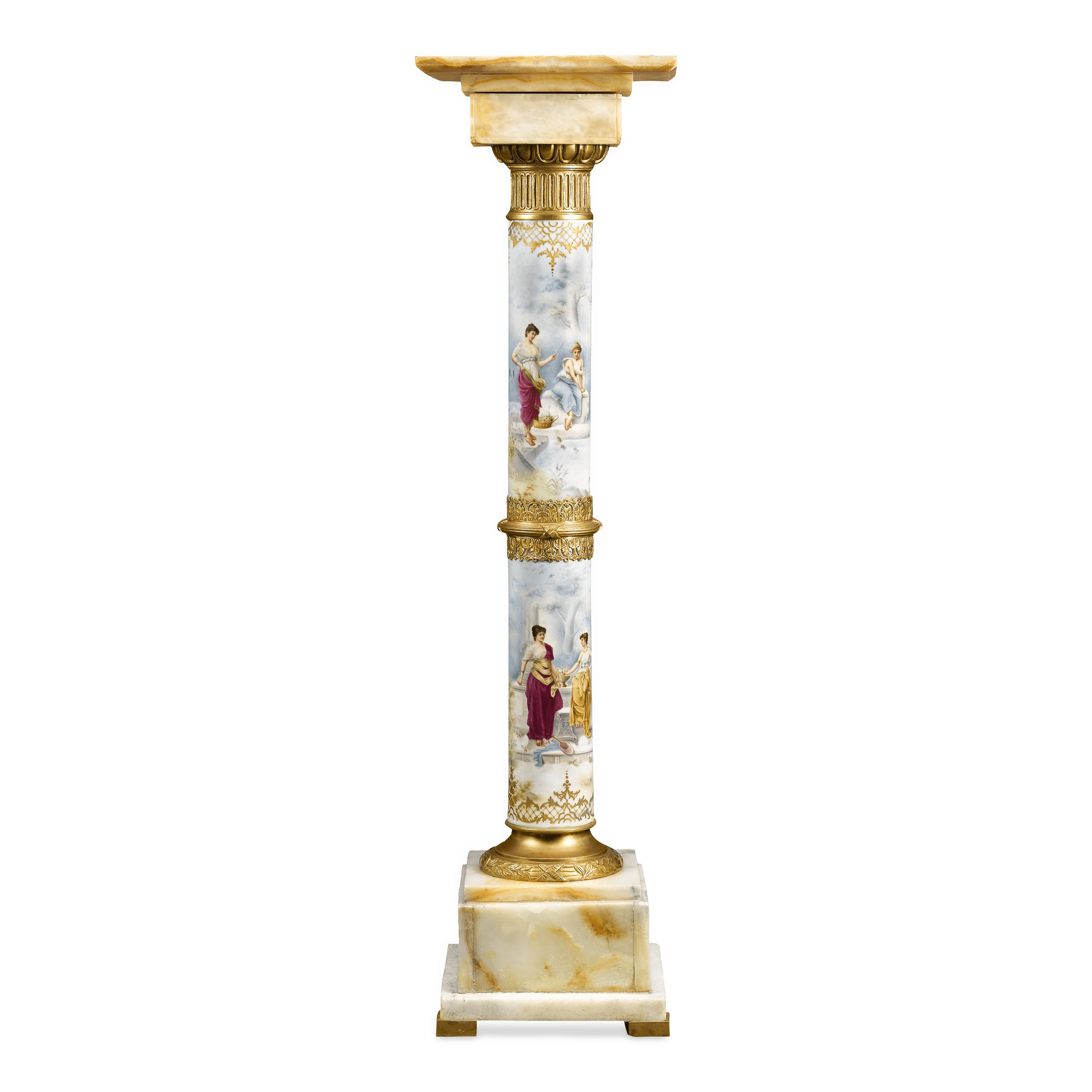 Porcelain and Onyx Pedestal by Ribot
