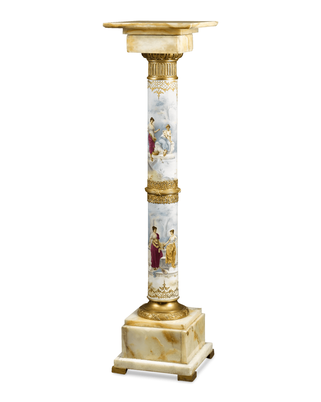 Porcelain and Onyx Pedestal by Ribot