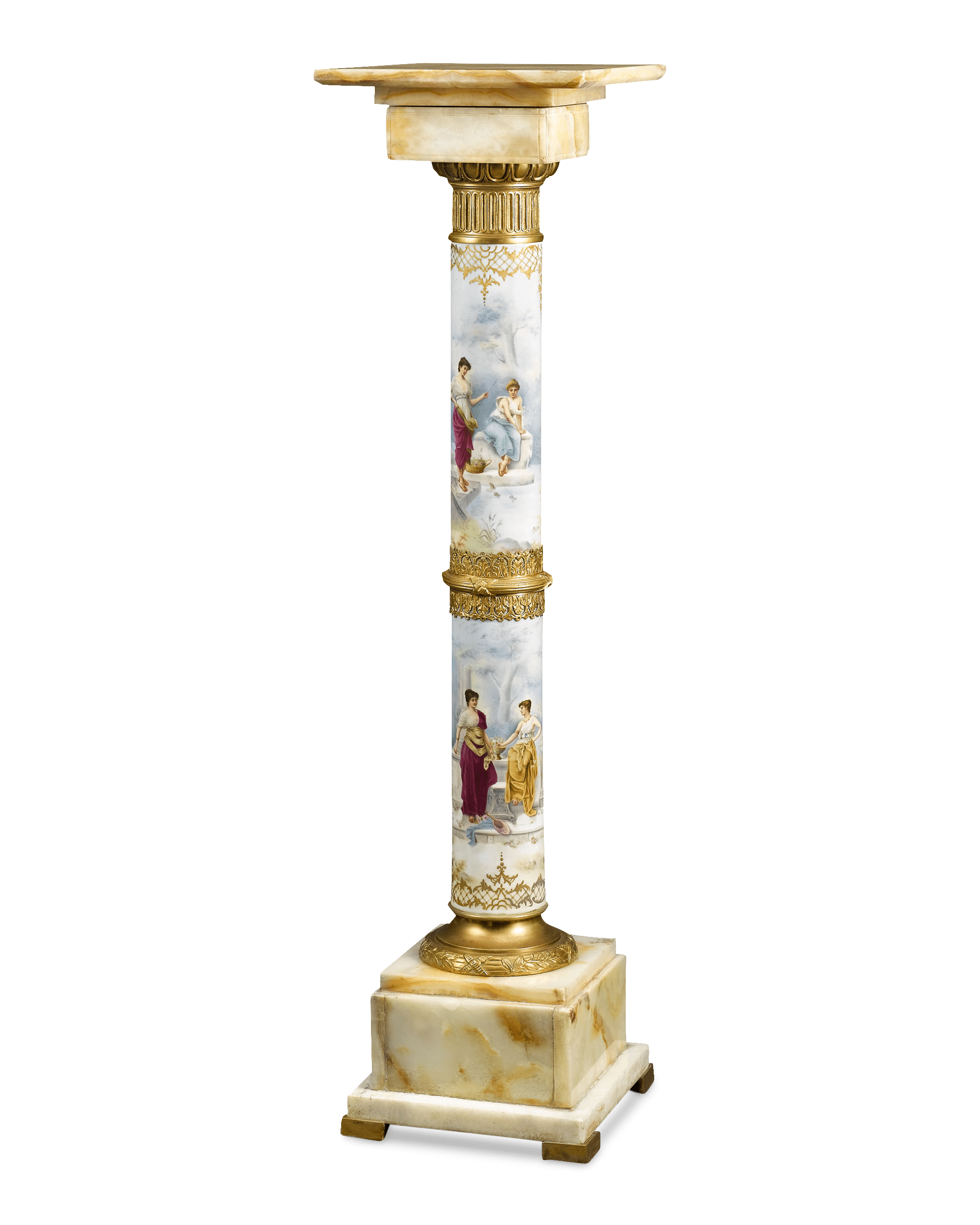 Porcelain and Onyx Pedestal by Ribot