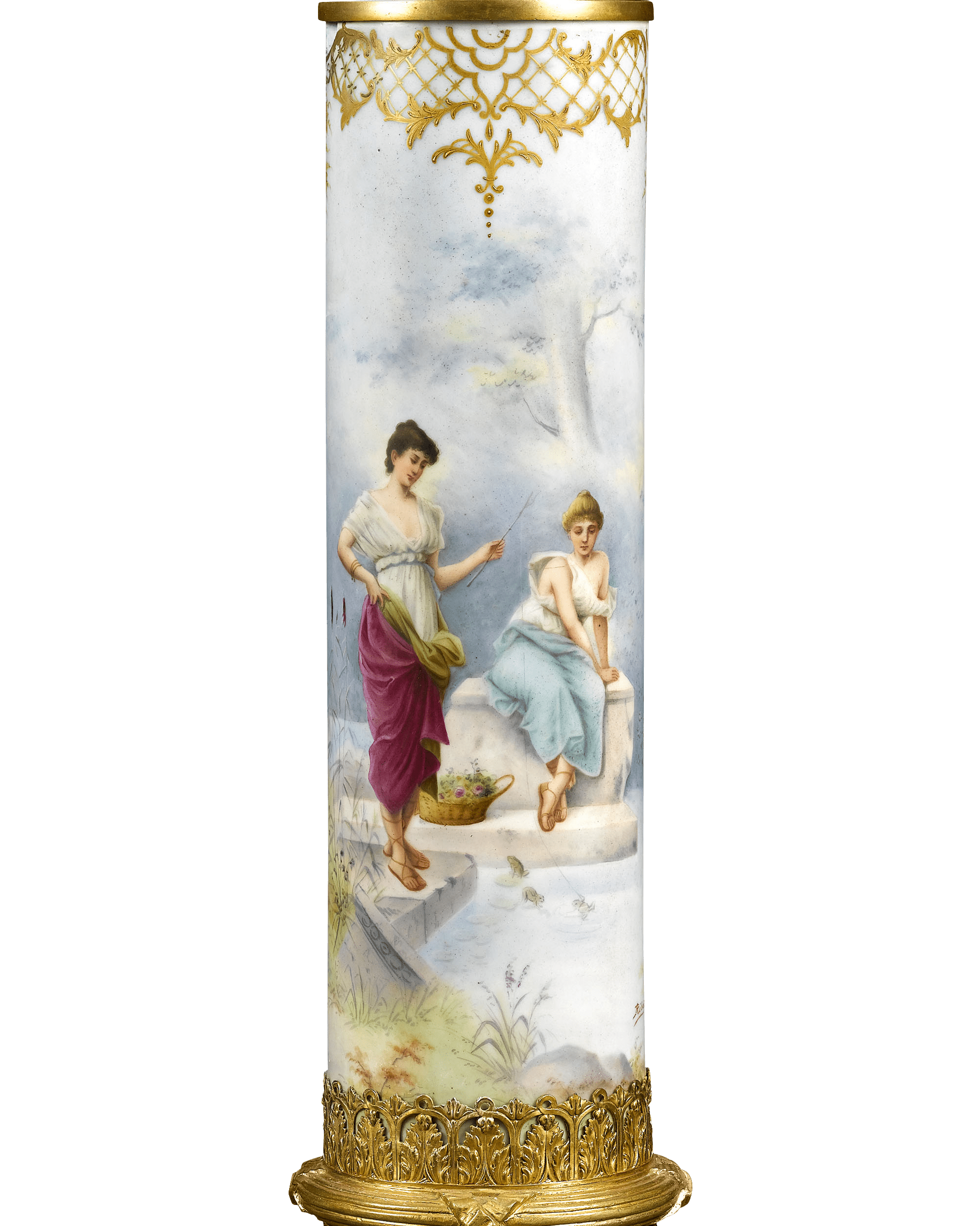 Porcelain and Onyx Pedestal by Ribot