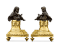 French Louis XVI-Style Bronze Chenets