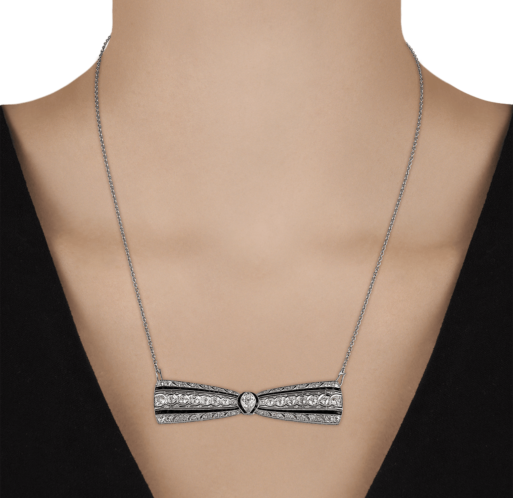 Greenleaf & Crosby Diamond and Platinum Pendant Brooch