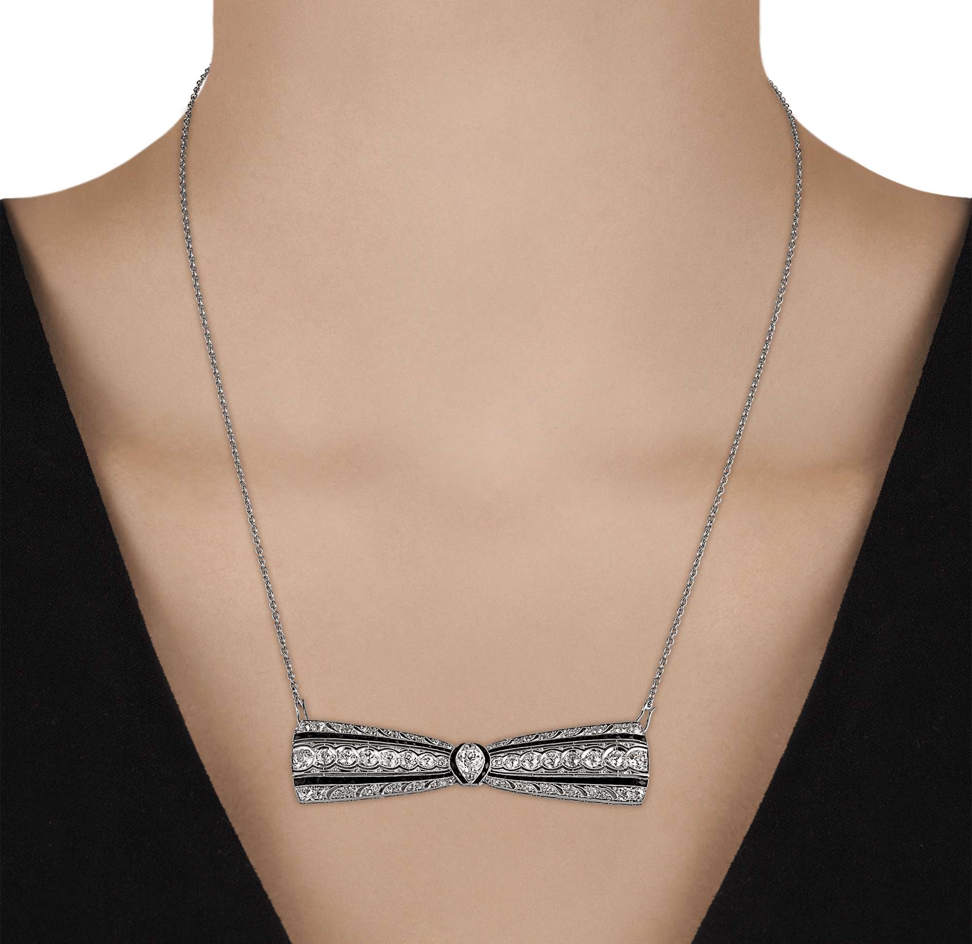 Greenleaf & Crosby Diamond and Platinum Pendant Brooch
