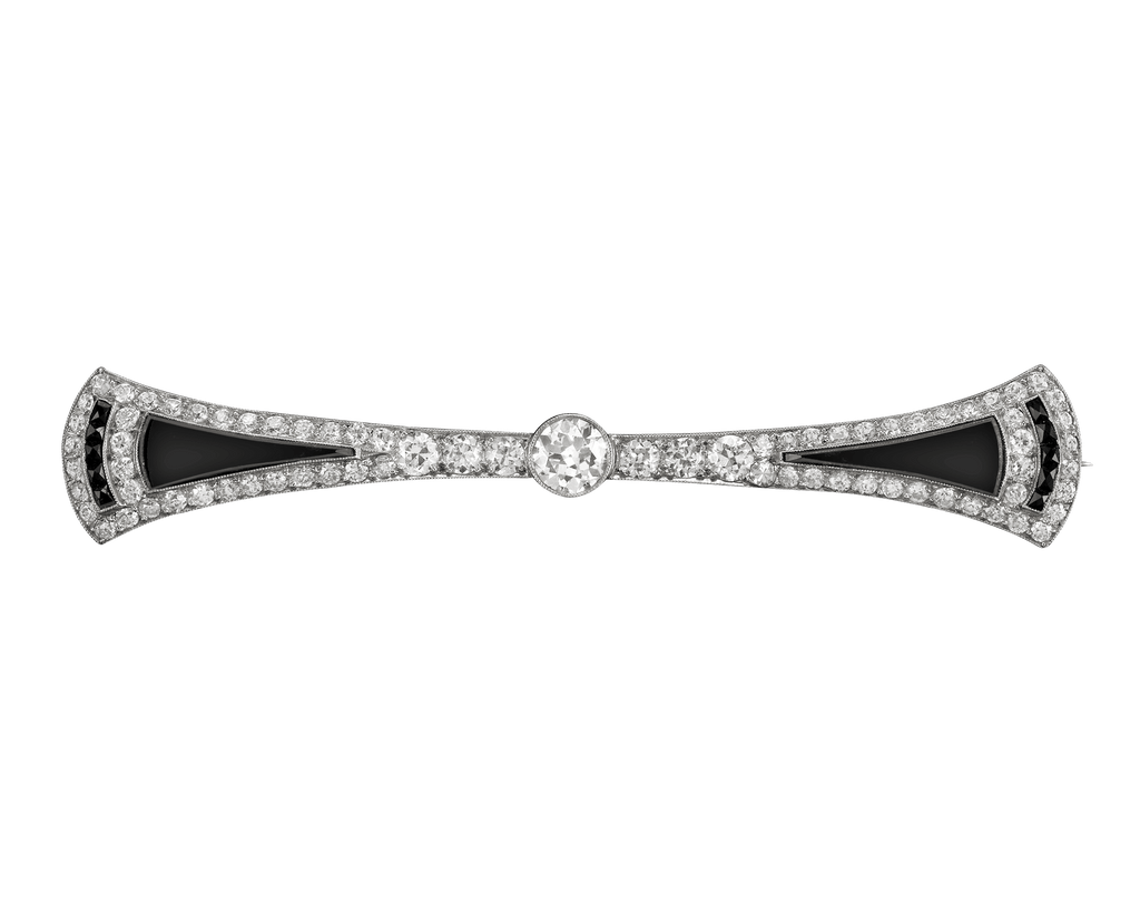 Tiffany & Co. Onyx and Diamond Pendant Brooch