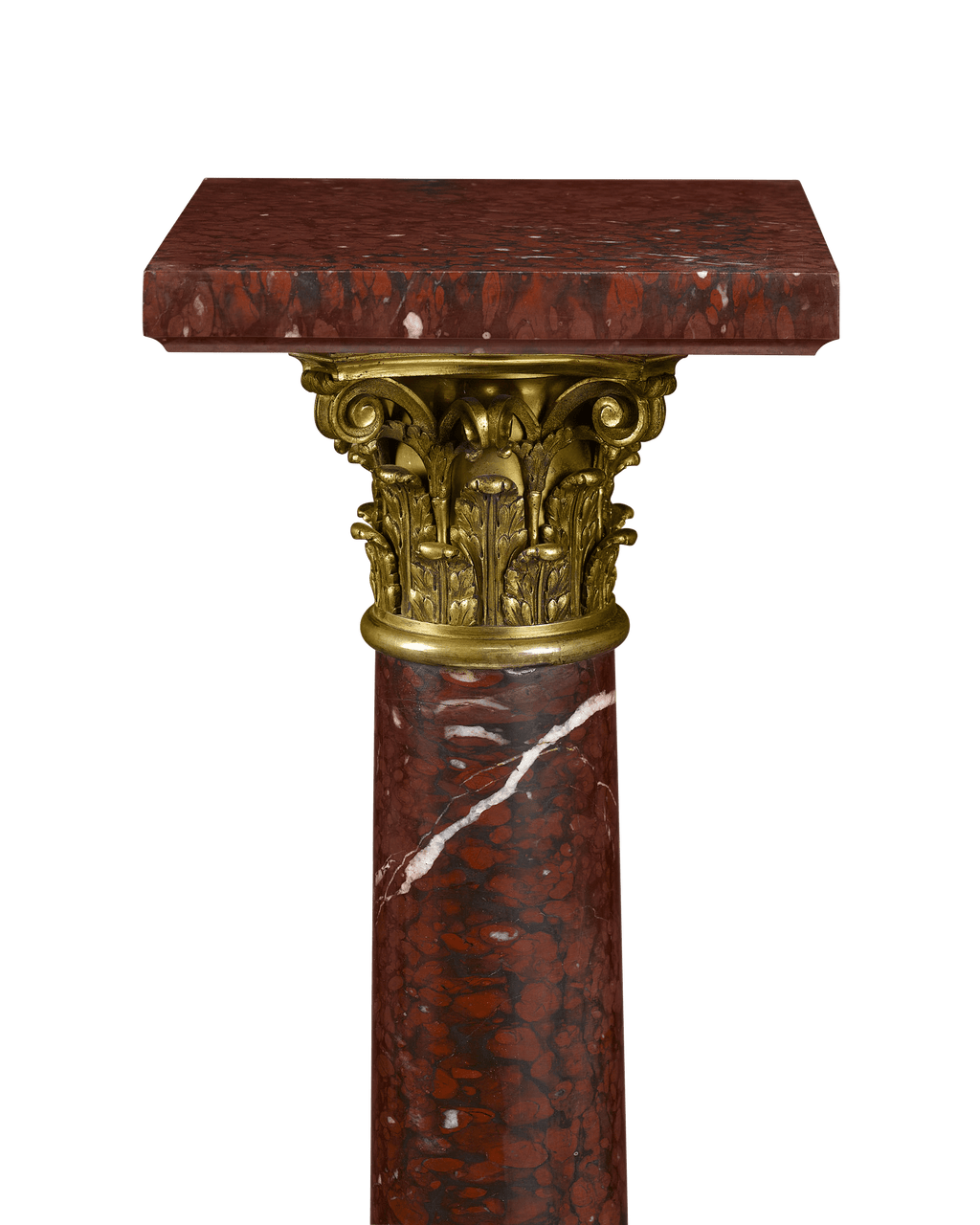 Pair of Rouge Marble Pedestals