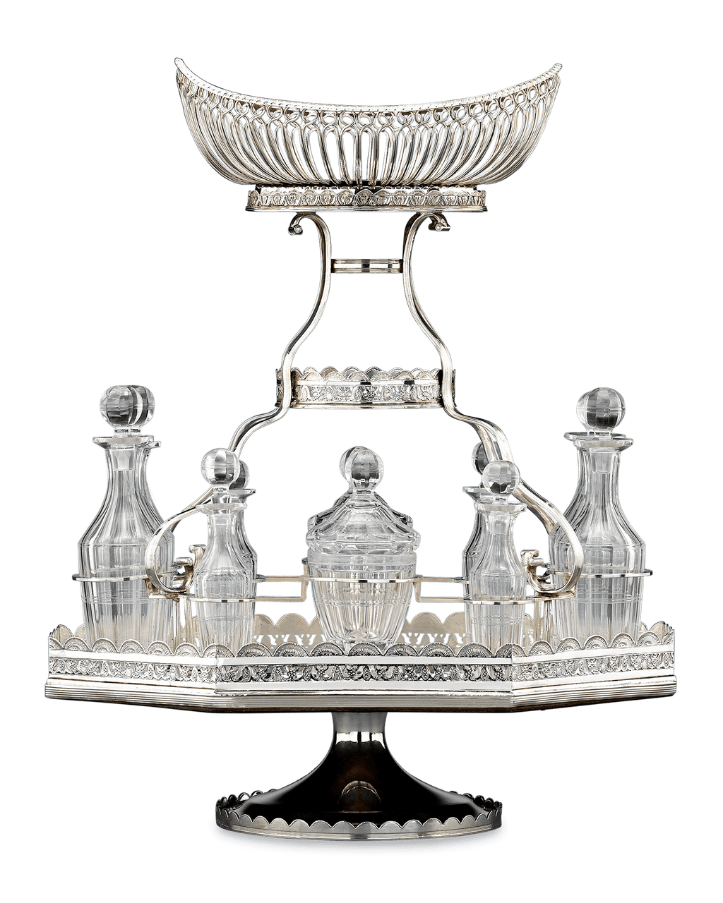 Silver Plate Epergne and Cruet Service