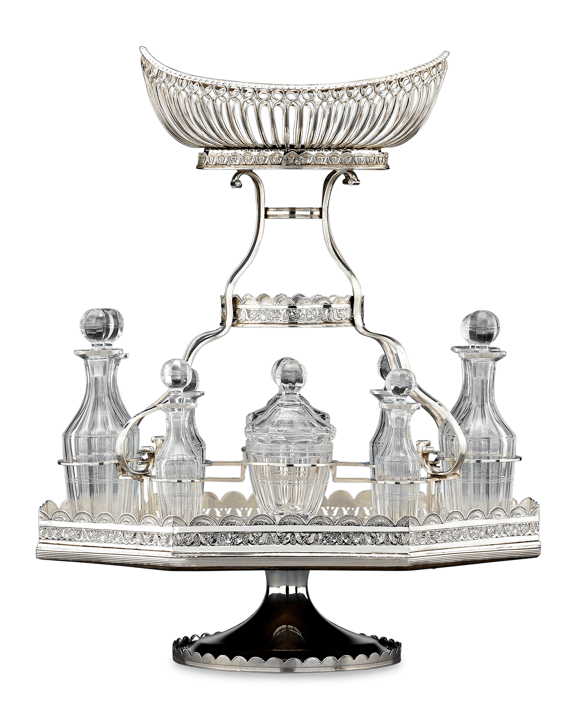 Silver Plate Epergne and Cruet Service