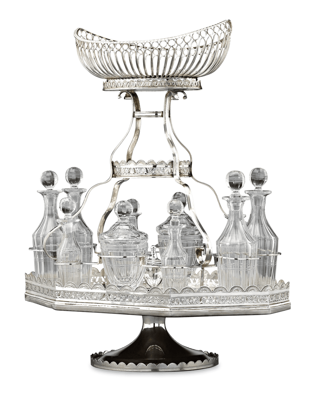 Silver Plate Epergne and Cruet Service