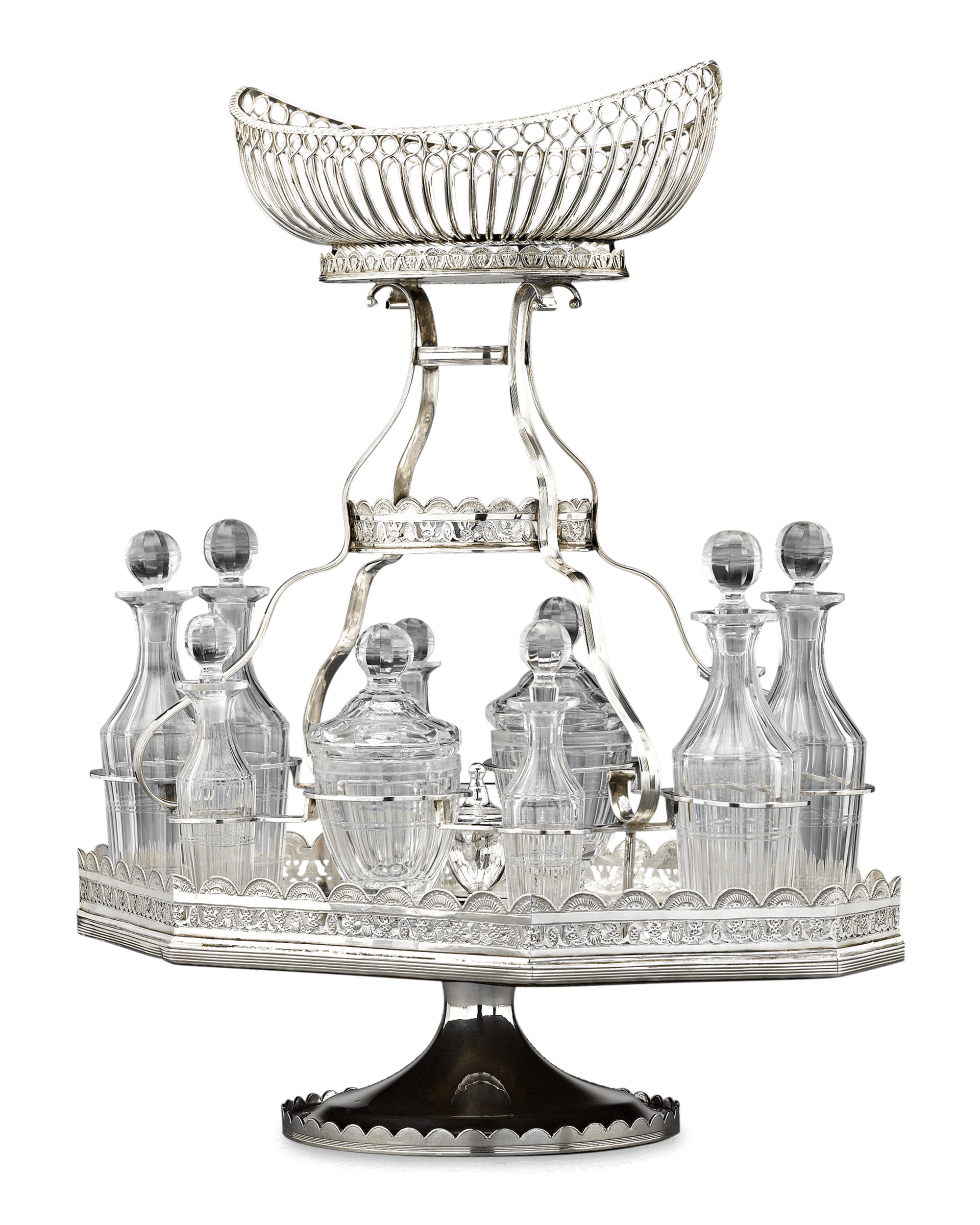 Silver Plate Epergne and Cruet Service