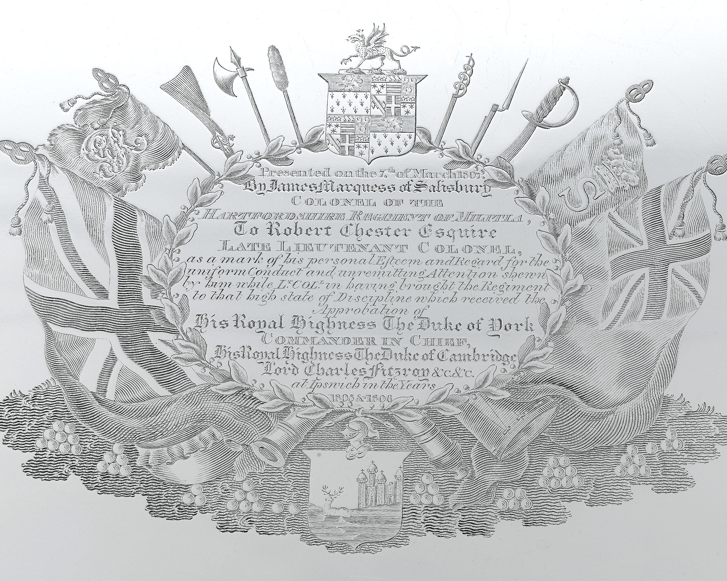 George III Silver Tray for Lt. Robert Chester