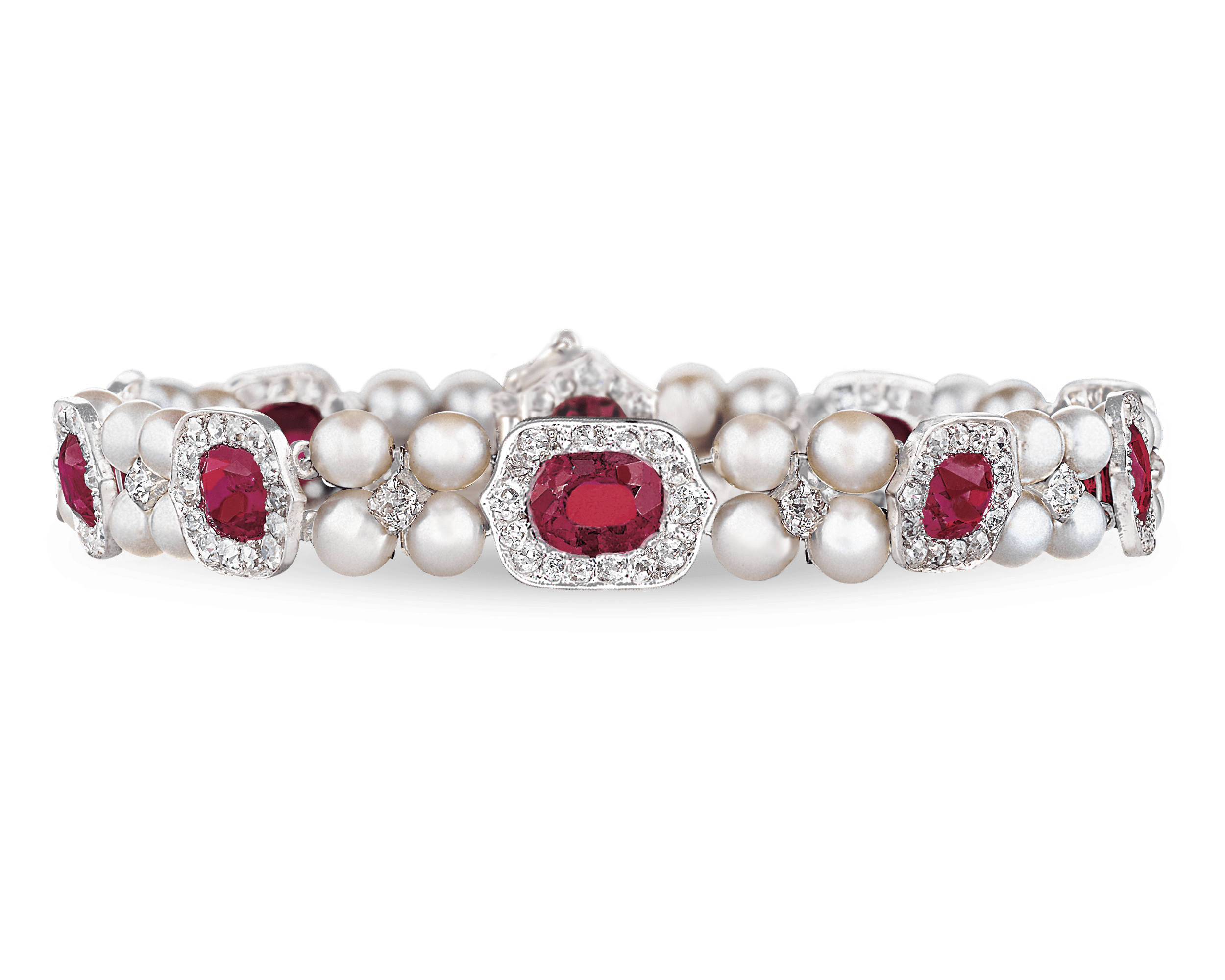 Untreated Ruby and Pearl Bracelet