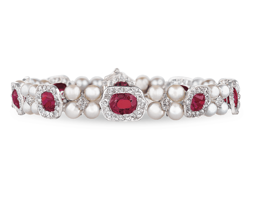 Untreated Ruby and Pearl Bracelet
