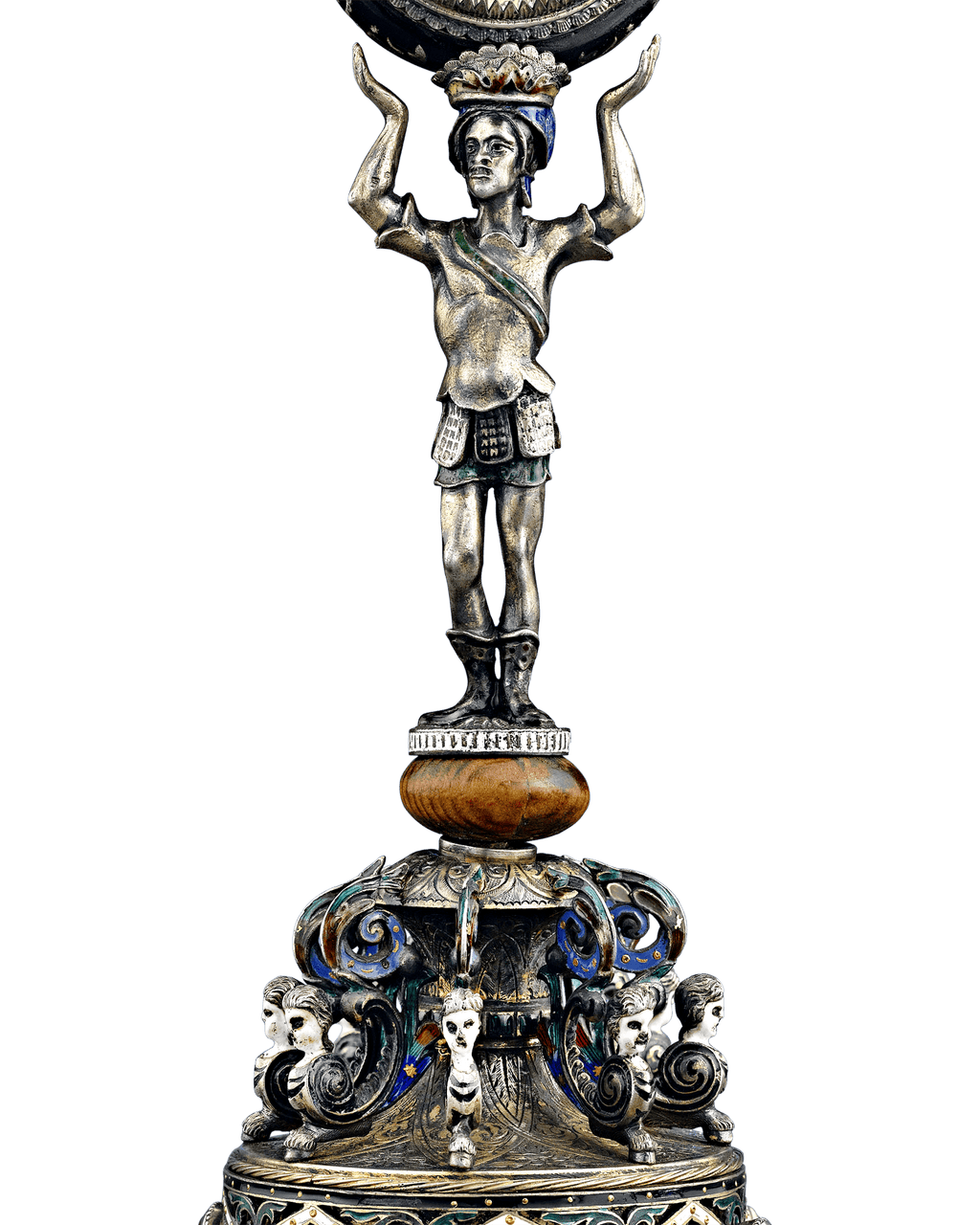 Viennese Enamel Soldier Clock