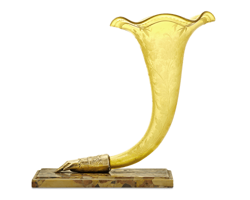 Amber Glass Cornucopia Vase