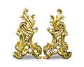 French Rococo-Style Brass Andirons
