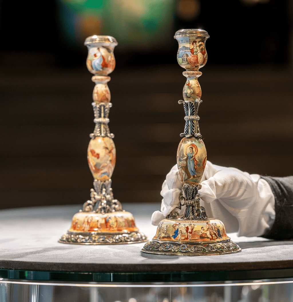 Viennese Enamel Candlesticks