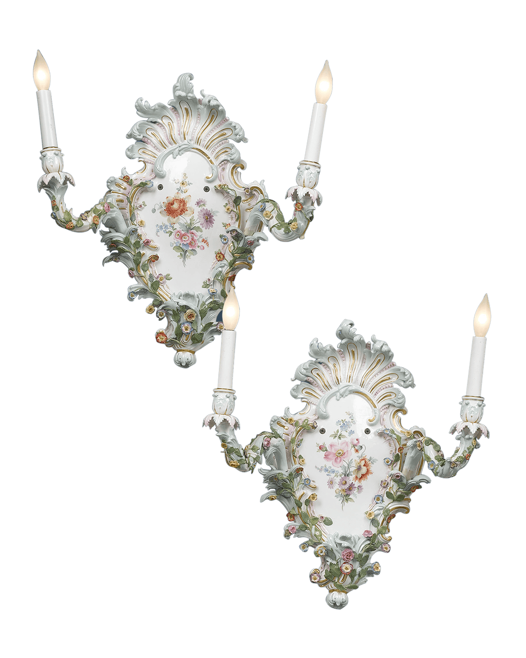 Pair of Meissen Porcelain Sconces